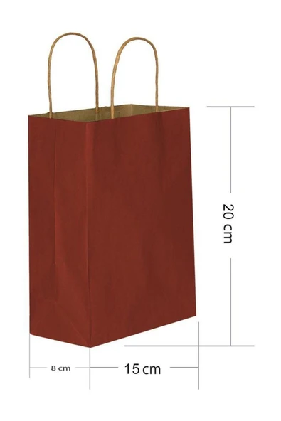 Bordo Kraft Hediye Çantası 15x8x20 cm 25'li ürün görseli 1