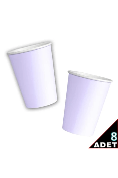Makaron Karton Bardak, 8 Adet - Lila - Resim 2