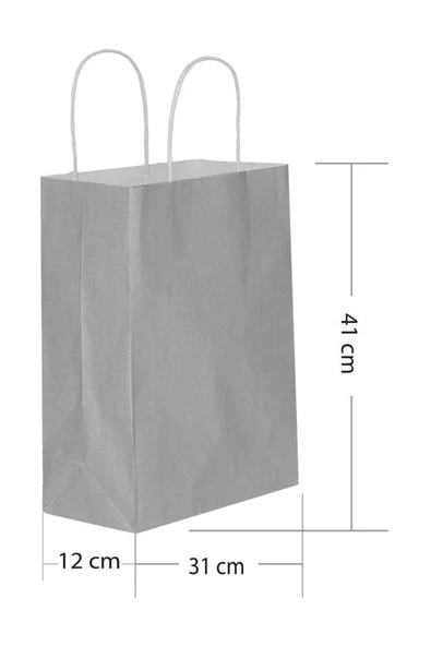 Gümüş Kraft Hediye Çantası 31x12x41 cm 25'li ürün görseli 1