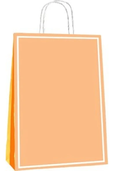 (25*12*31 Cm) Büküm Saplı Poşet (25 'li) -makaron Turuncu- ürün görseli 1