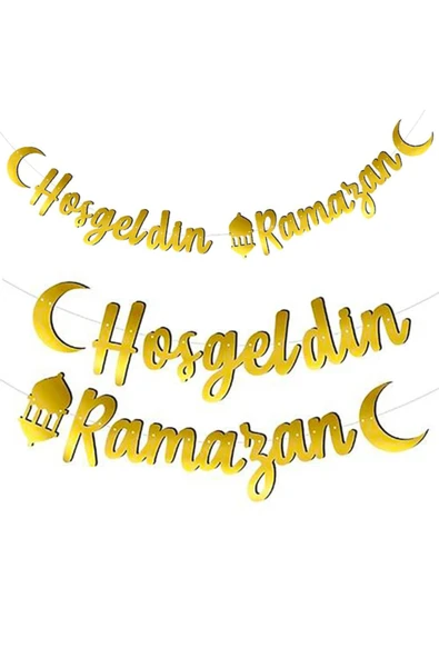Hoşgeldin Ramazan Metalik Altın Banner - 2.10 Mt ürün görseli 1
