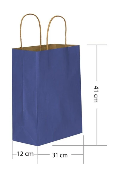 Lacivert Kraft Hediye Çantası 31x12x41 cm 25'li ürün görseli 1