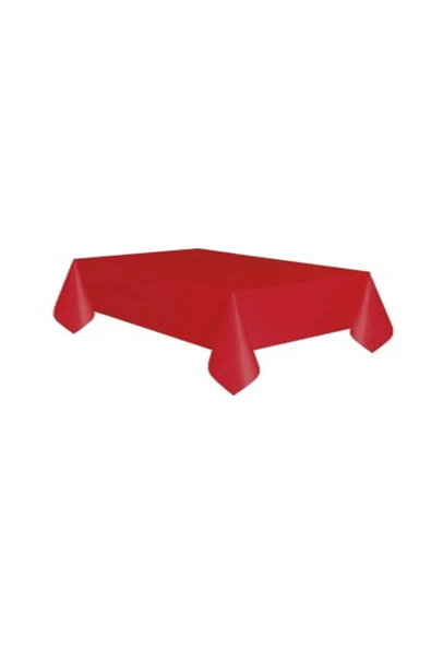 Plastik Masa Örtüsü Kırmızı Renk 137x270 Cm ürün görseli 1