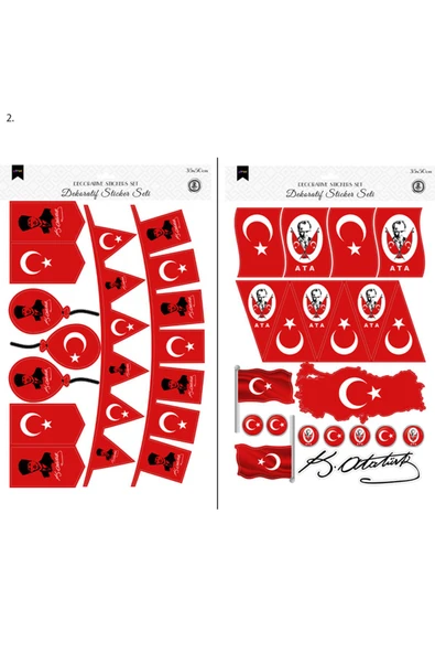 Dekoratif Milli Bayramlar Sticker Set 2li 35x50 cm ürün görseli 1