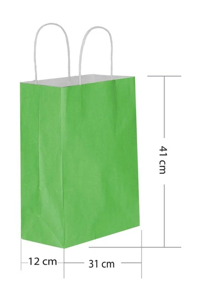 Yeşil Kraft Hediye Çantası 31x12x41 cm 25'li ürün görseli 1