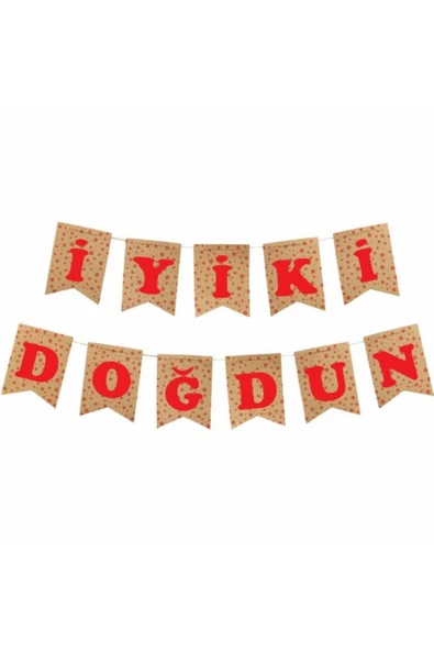 Iyi Ki Doğdun Kraft Zemin Kırmızı Harf Afiş ürün görseli 1