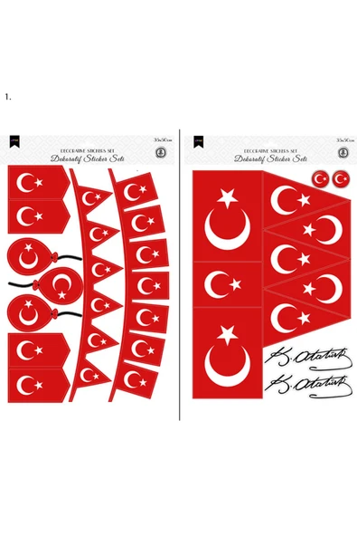 Dekoratif Milli Bayramlar Sticker Set 2li 35x50 cm ürün görseli 1
