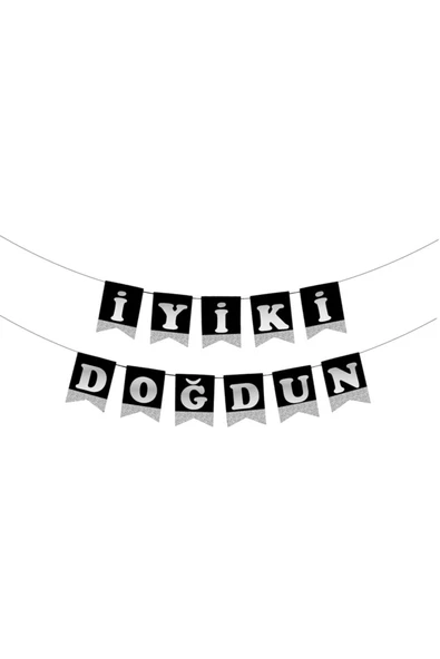 Bnr50 Iyi Ki Doğdun Harf Afiş -simli Siyah Gümüş- ürün görseli 1