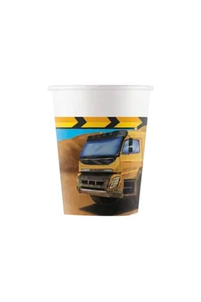İnşaat Makineleri Karton Bardak 200ml 8 Adet ürün görseli 1