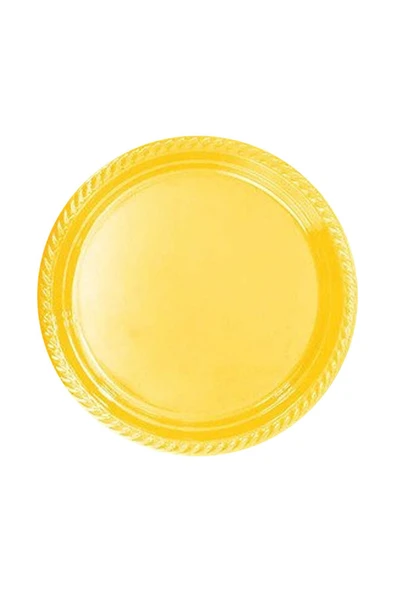 Tek Kullanımlık Plastik Tabak 22cm -Sarı 25 adet ürün görseli 1