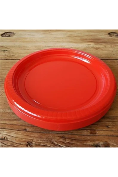Kırmızı Plastik Tabak 22 Cm-25 Adet ürün görseli 1