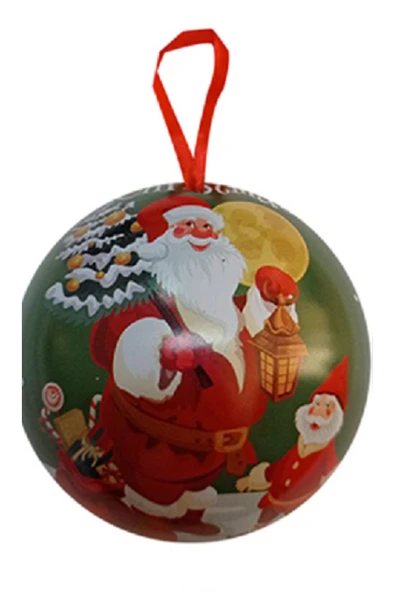 7 cm Noel Baba Motifli Lüks Metal Ağaç Süsü içine hediye konulabilr top ürün görseli 1