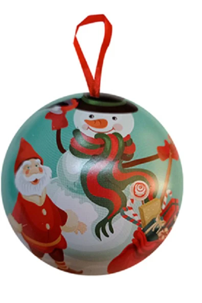 7 cm Kardan Adam ve Noel Baba Motifli Lüks Metal Ağaç Süsü içine hediye konulabilr top ürün görseli 1