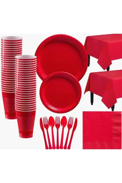 Özel Günleriniz Için Kırmızı Tek Kullanımlık Set 25'li Paket ürün görseli 1