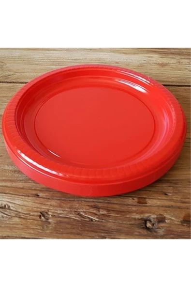 Kırmızı Plastik Tabak 22 Cm-25 Adet - Resim 4