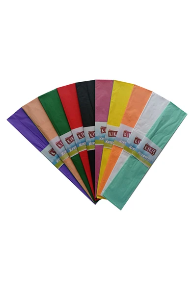 Karışık Renk Krapon Kağıdı 10 renk 50x200 cm 10'lu paket ürün görseli 1