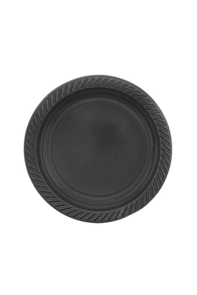 Tabak Bardak Çatal Set Set 25 Li Yuvarlak 22 Cm ( Siyah ) ürün görseli 1