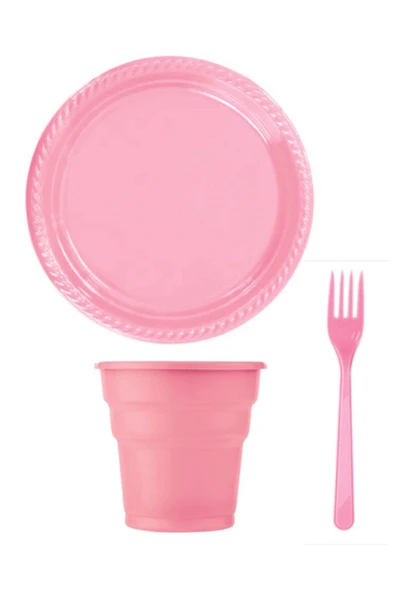 Pembe Tabak Bardak Çatal Set 75 Parça ürün görseli 1