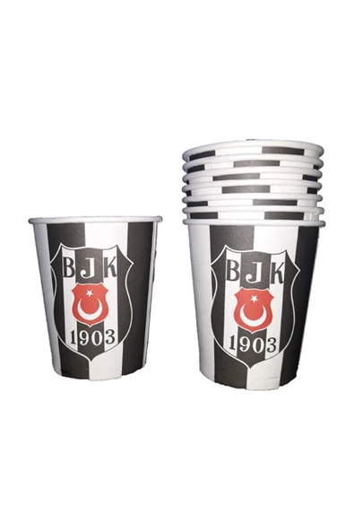 Beşiktaş Baskılı Karton Bardak 8 Adet ürün görseli 1