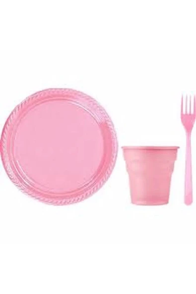 Plastik Tabak Bardak Çatal Seti 25 Li ürün görseli 1