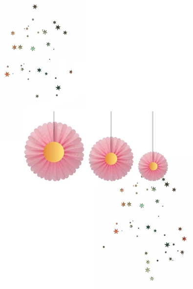 Kikajoy Yelpaze Süs Pembe 3'lü ürün görseli 1