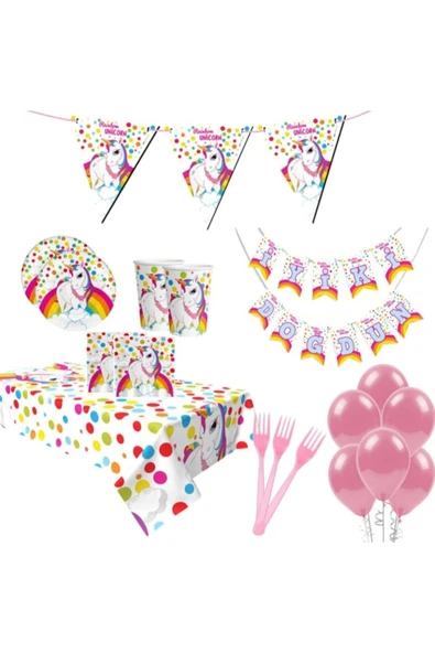 Unicorn Rainbow Parti Seti 24 Kişilik ürün görseli 1
