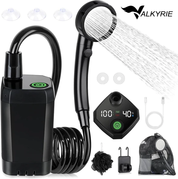 Valkyrie Akıllı LED Ekranlı Taşınabilir Duş & Su Pompası – Kamp Bahçe ve Seyahat için Şarjlı Kolay Kurulum ürün görseli 1