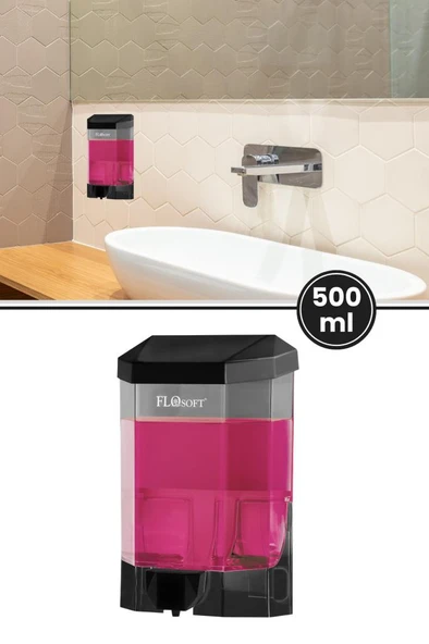 Duvara Monte Siyah Sıvı Sabunluk F032S, Mutfak Banyo Duş Şampuan Dezenfektan Sabun Dispanseri 500 ml ürün görseli 1