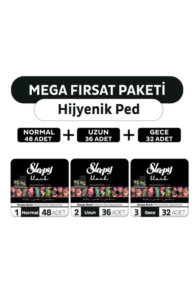 Sleepy Black Premium Plus Hijyenik Ped Mega Fırsat Paketi 116 Adet ürün görseli 1