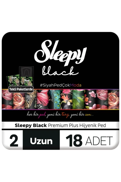 Sleepy Black Premium Plus Hijyenik Ped Uzun 18 Adet ürün görseli 1