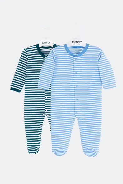 Toontoy Unisex Çizgili 2 Li Patikli Tulum ürün görseli 1
