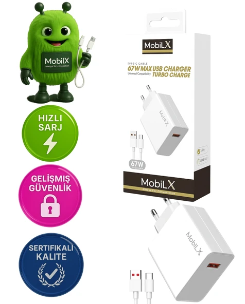 67 Watt Turbo Max Hızlı Şarj Aleti + Type C Usb kablo ürün görseli 1