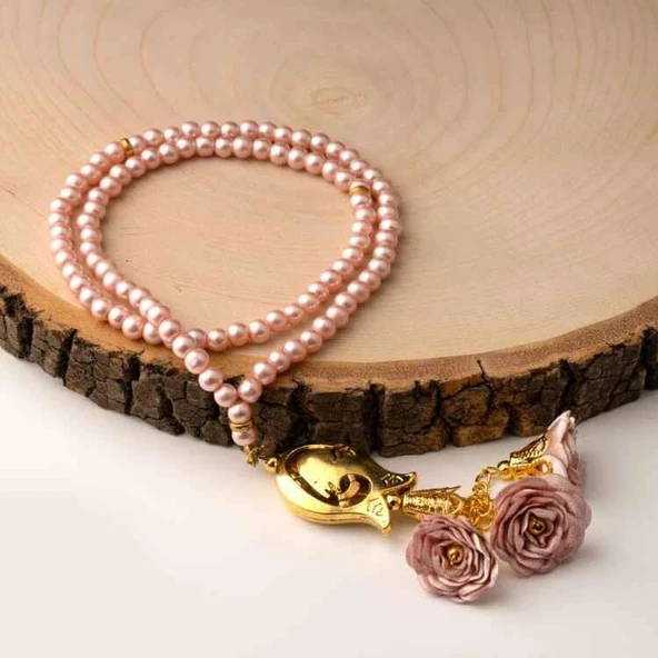 Laleli Güllü Tesbih Pembe (99lu - 6mm) ürün görseli 1