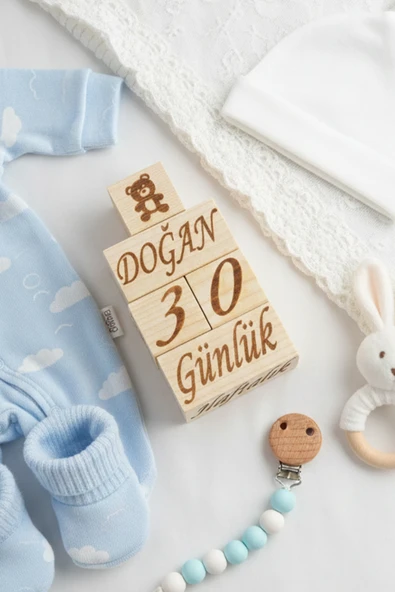 İsim yazılır Ahşap Anne Bebek Anı Küpleri Fotoğraf Çekim, Bebek Anı Küpü Seti ürün görseli 1