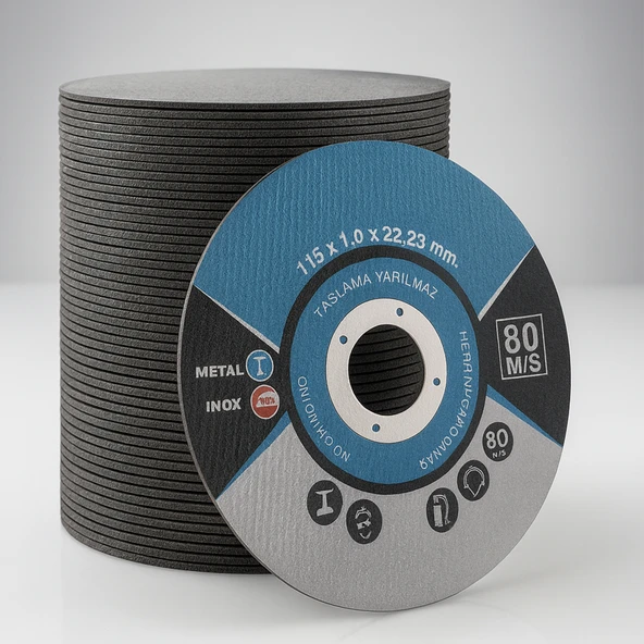 İnox Metal Kesici (25 Adet) Kesme Diski 115x1,0x22,23 mm İnce Taş Disk Spiral Demir Kesici Disk ürün görseli 1