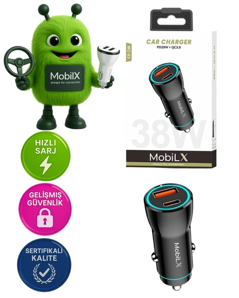 MC-03 38W PD + QC3.0 Metal Araç Şarj Cihazı – USB & Type-C Hızlı Çakmaklık Adaptörü ürün görseli 1