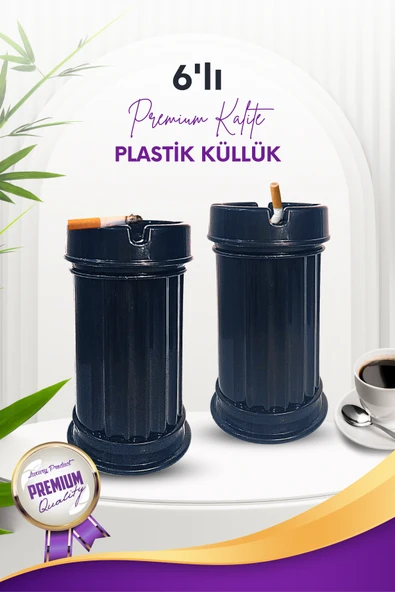 1 Adet Siyah Çizgili Dekoratif Plastik Kokusuz Yanmaz Küllük Kül Tablası ürün görseli 1