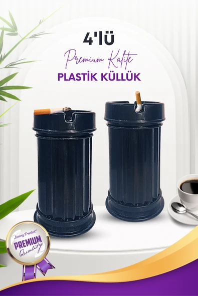4 Adet Siyah Çizgili Dekoratif Plastik Kokusuz Yanmaz Küllük Kül Tablası ürün görseli 1