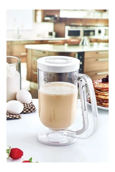 Pankek Dağıtıcı Hamur Porsiyonlayıcı Şekillendirici 900 ml Dökme Aparatı Beyaz ürün görseli 1