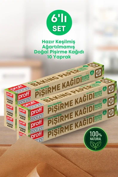 6 Adet 10 Yaprak Ağartılmamış Doğal Hazır Kesilmiş Pişirme Sunum Kağıdı  Yağ Geçirmez Fırın Kağıdı ürün görseli 1