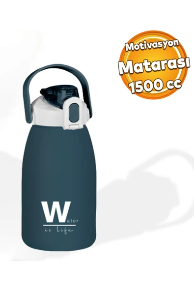 BPA İçermez 1500 ml Mavi Su Matarası – Taşıma Askılı, Kilitli Kapaklı, Spor Günlük Kullanıma Uygun ürün görseli 1