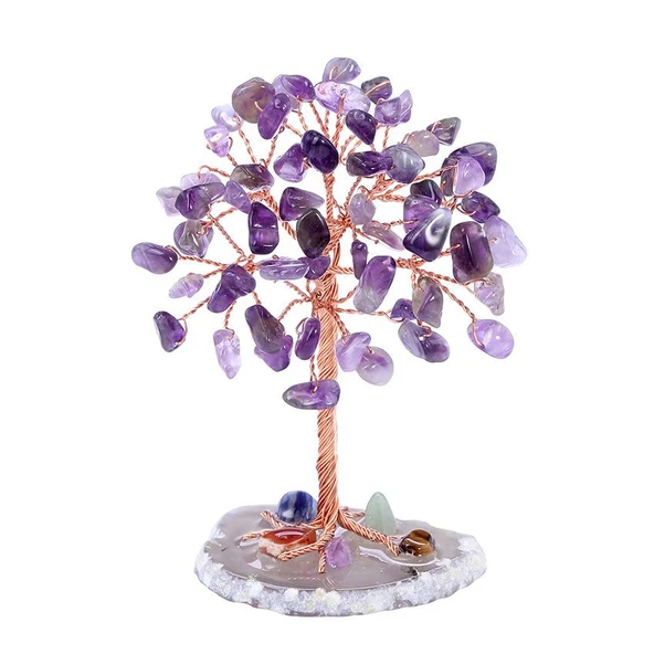 Valkyrie Ametist “Yaşam Ağacı” Kristal Bonsai – Doğal Taş Dekor | El Yapımı Tel Ağaç Meditasyon & Ofis Masaüstü Süs ürün görseli 1