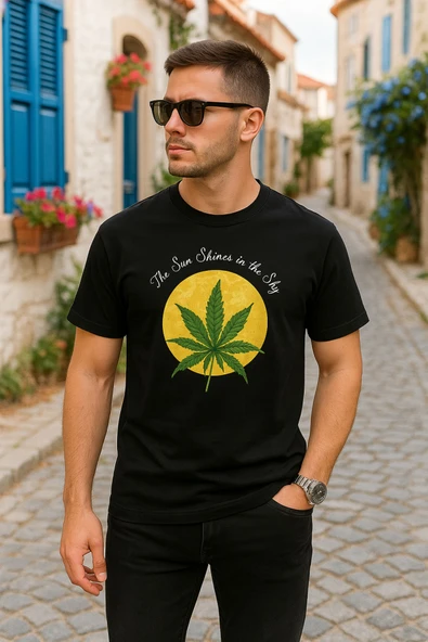 Ön Ve Arka Baskılı Oversize Bisiklet Yaka T-shirt- Siyah ürün görseli 1