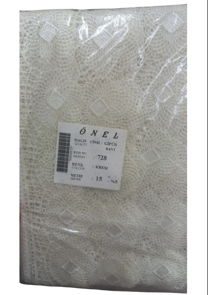 Dantel Polyester Güpür Bant Krem 15 Metre En 6 cm ON-728-KR ürün görseli 1