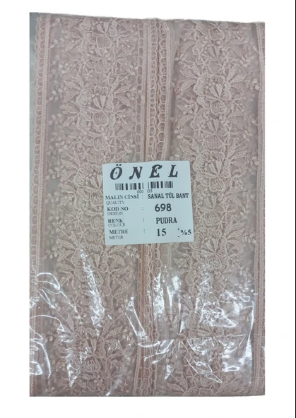 Dantel Polyester Sanal Tül Bant Pudra 15 Metre En 6 cm ON-698-PU ürün görseli 1