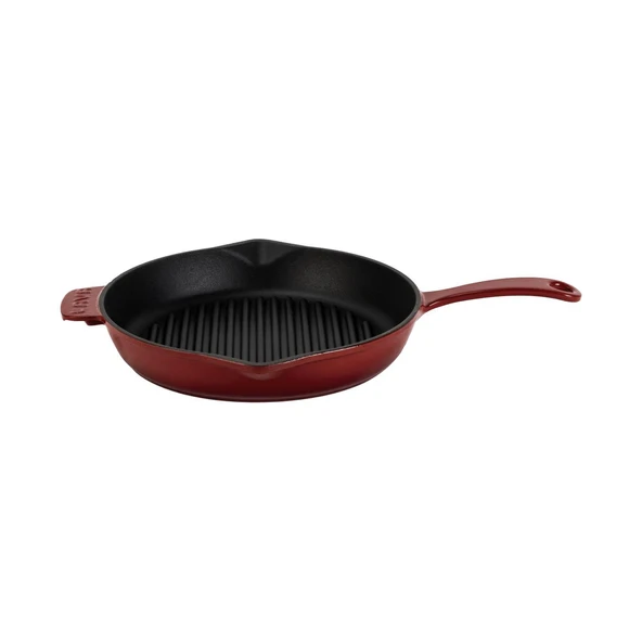 Lava Döküm Yuvarlak Izgara Tava Döküm Demir Yekpare Saplı Çap(Ø)28cm.Bordo ürün görseli 1