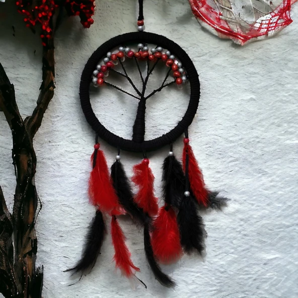 Siyah Kırmızı Hayat Ağacı Dream Catcher ürün görseli 1