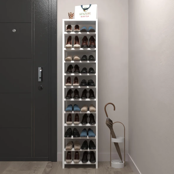 Kenzlife ayakkabılık mısri mat beyaz suntalam 155*040*20 yirmi çift ayakkabı kapasitesi arkalıksız ürün görseli 1