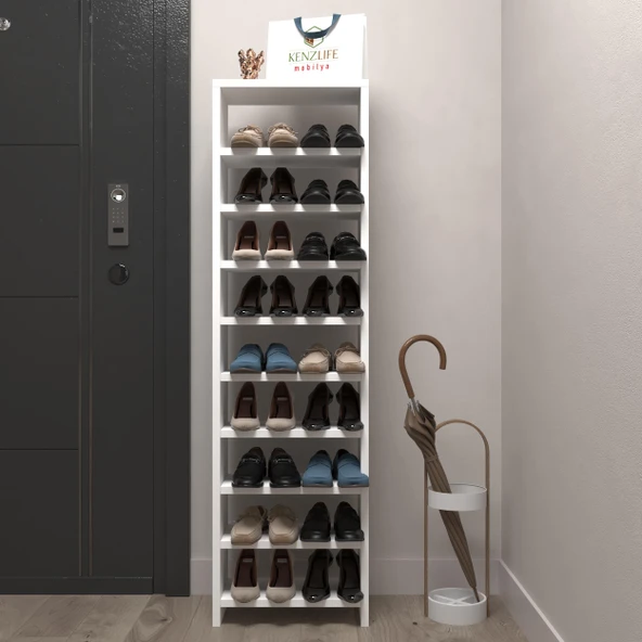 Kenzlife ayakkabılık mısri mat beyaz suntalam 140*040*20 onsekiz çift ayakkabı kapasitesi arkalıksız ürün görseli 1
