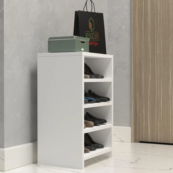 Kenzlife ayakkabılık konevi mat beyaz suntalam 065*040*30 sekiz çift ayakkabı kapasitesi arkalıksız ürün görseli 1